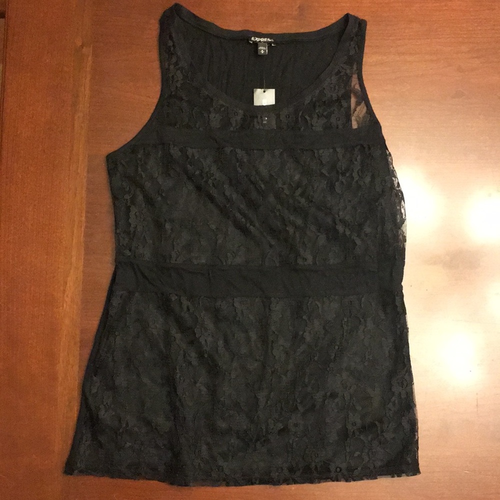 Express Lace Overlay Tank Top: Medium